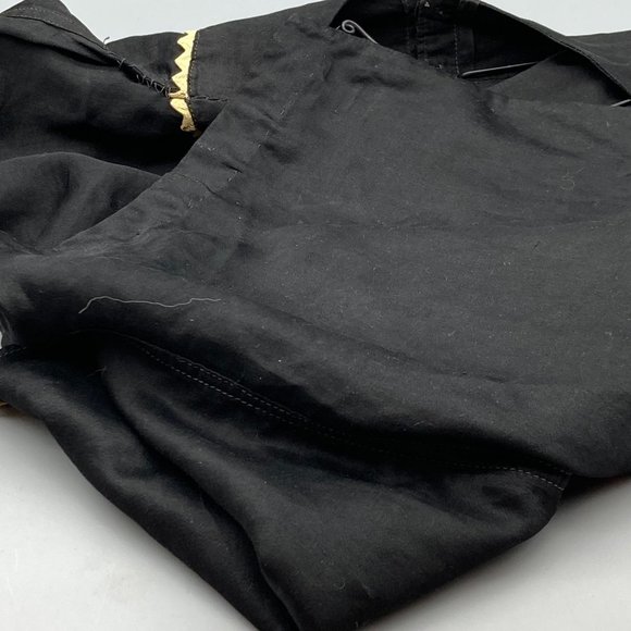 Antique Childs Black and White Silk Romper with Pockets and MOP Buttons - Picture 5 of 8